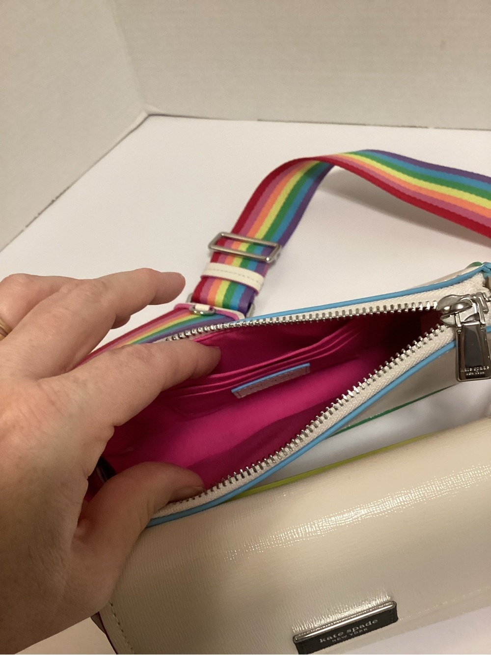 kate spade White Crossbody Two Bag Combo with Rainbow Strap, NWOT - Picture 16 of 16